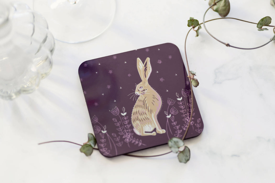 Cork Backed Hare Design Drinks Coasters