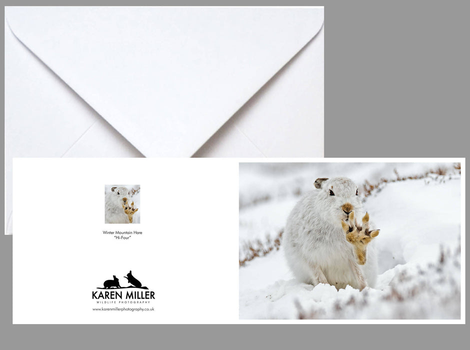 Winter Mountain Hare Waving Greeting Card