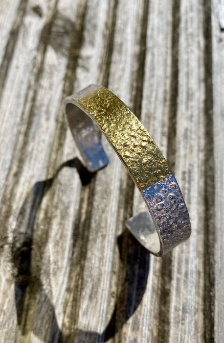 Silver and Gold 'Retic' Bangle