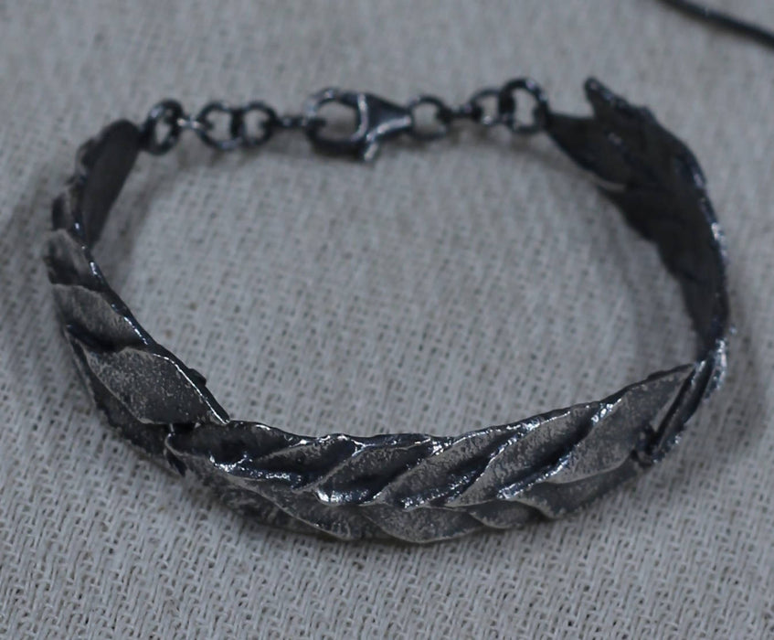 reticulated silver leaf themed bracelet