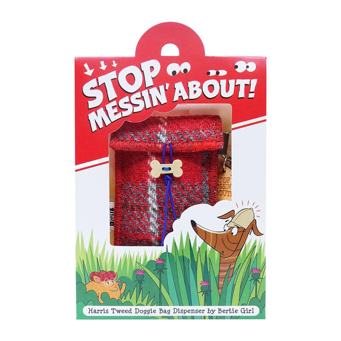 Stop Messin' about - Harris tweed doggie bag dispenser