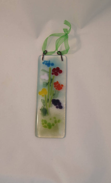 Fused glass rainbow floral window or wall hanging. Keepsake gift, thank you gift. Handcrafted glassware from SW Scotland