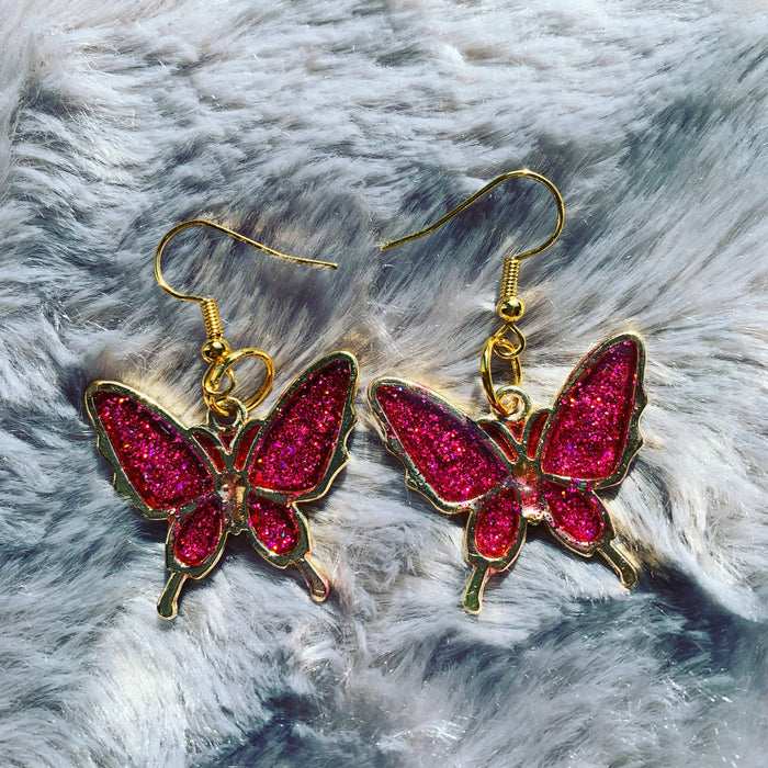 Handmade resin butterfly earrings