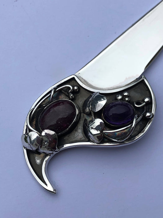 Solid silver gem set paper knife