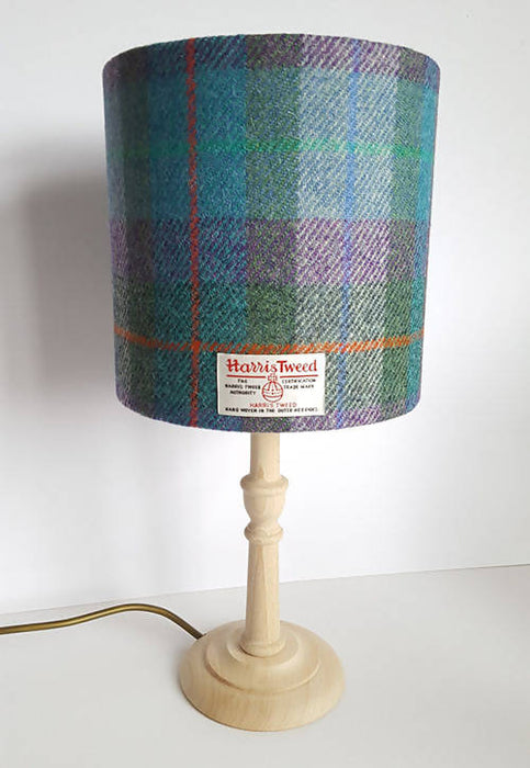 Harris Tweed Lampshade - Green Turquoise and Purple Check