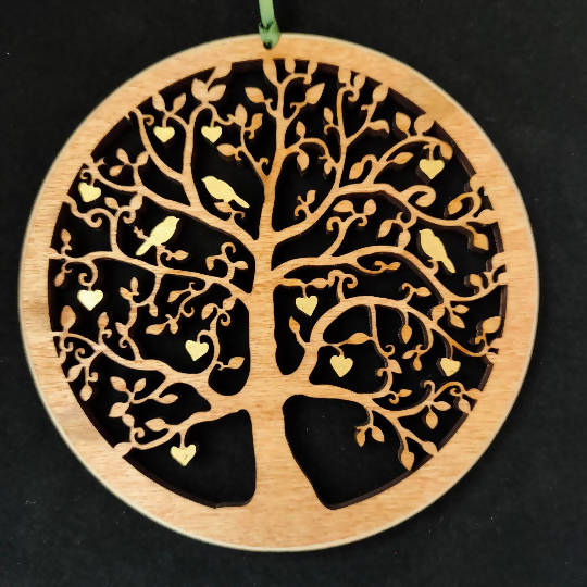 Tree with Hearts and Birds Wall Hanging