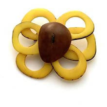 Handmade Tagua Nut Flower Brooch