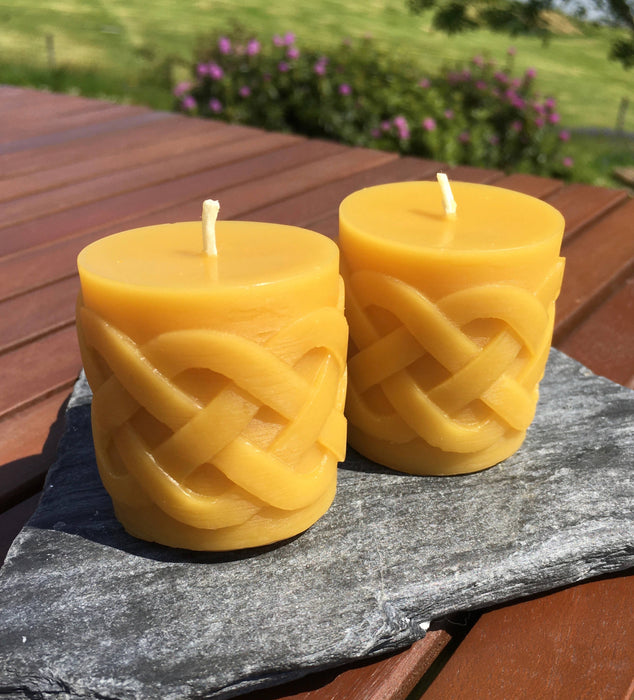 Pair of Beeswax Celtic Knot Candles