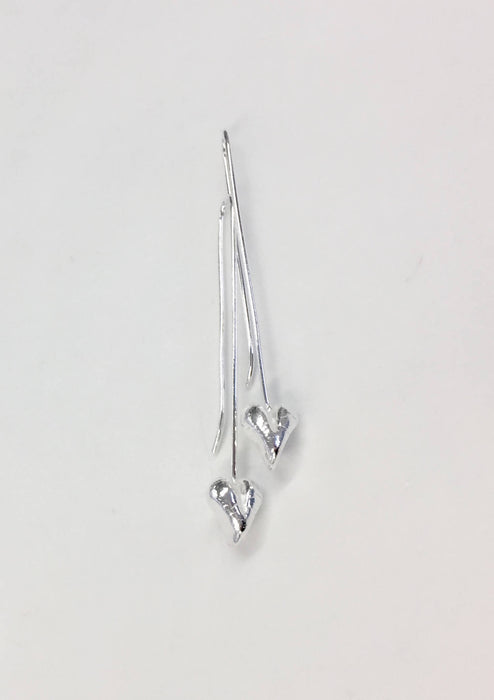 Silver 'Heart' Drop Earrings