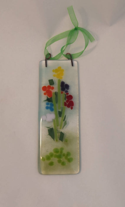 Fused glass rainbow floral window or wall hanging. Keepsake gift. Thank you gift. Handcrafted glassware from SW Scotland