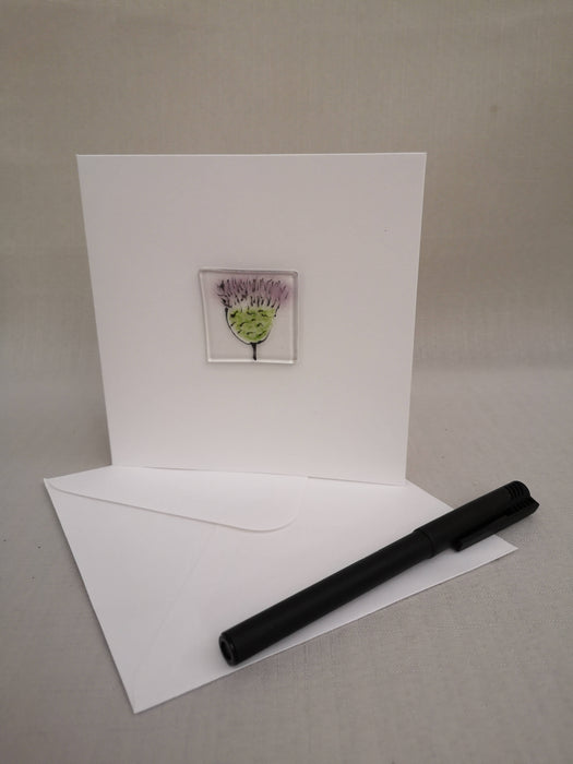 Blank card with thistle glass tile